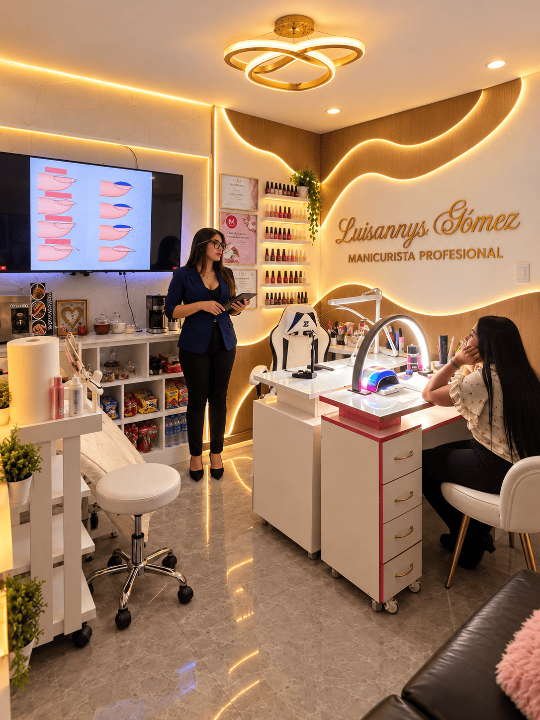 Clase teórica y práctica en el salón con pantalla interactiva