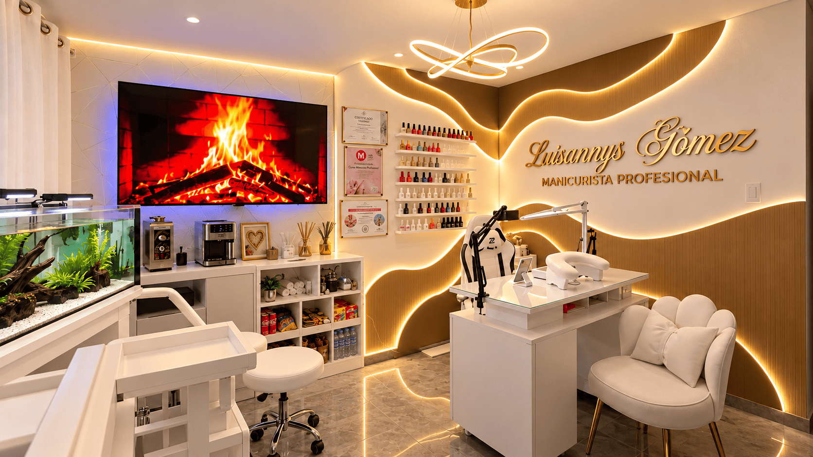 Vista panorámica de las instalaciones del estudio Luisannys Gómez Manicurista Profesional